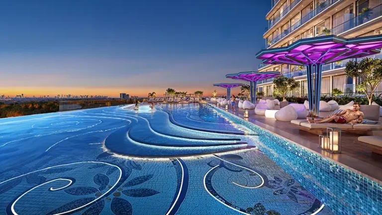 Beautiful infinity pool offering panoramic city views and relaxing atmosphere